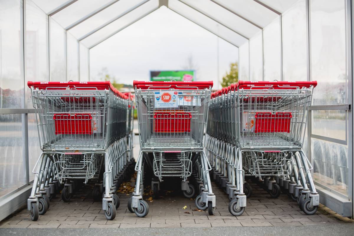 shopping trolleys in bay