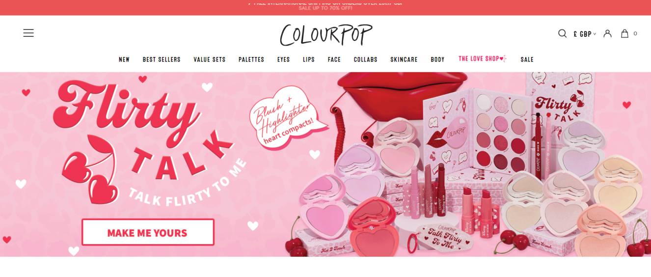 colourpop homepage on shopify