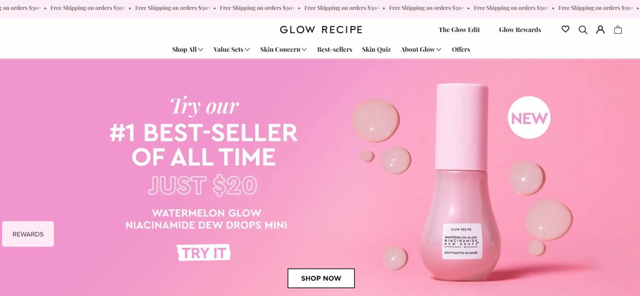 glow recipe website homepage