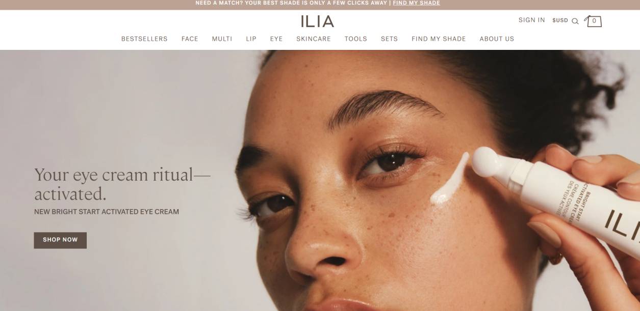 ilia website screenshot