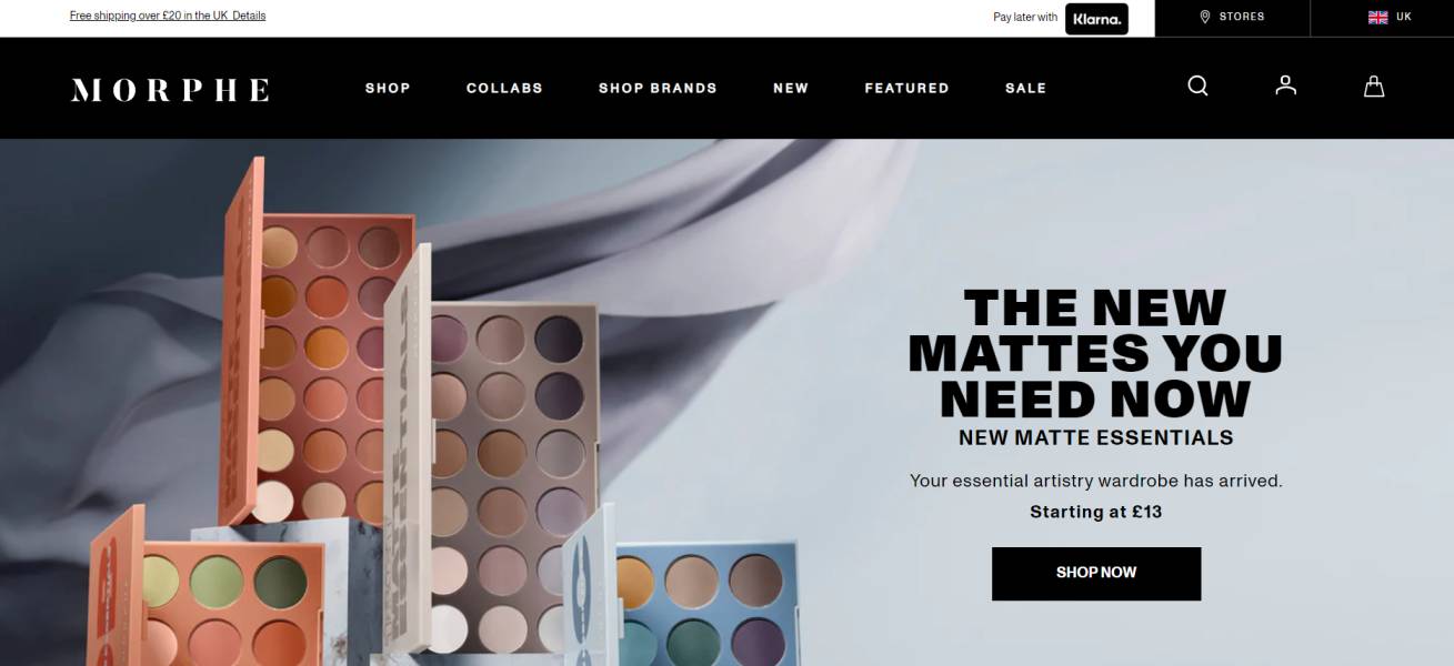 morphe shopify store homepage