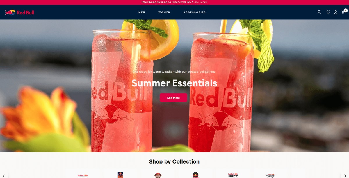 red bull online store homepage