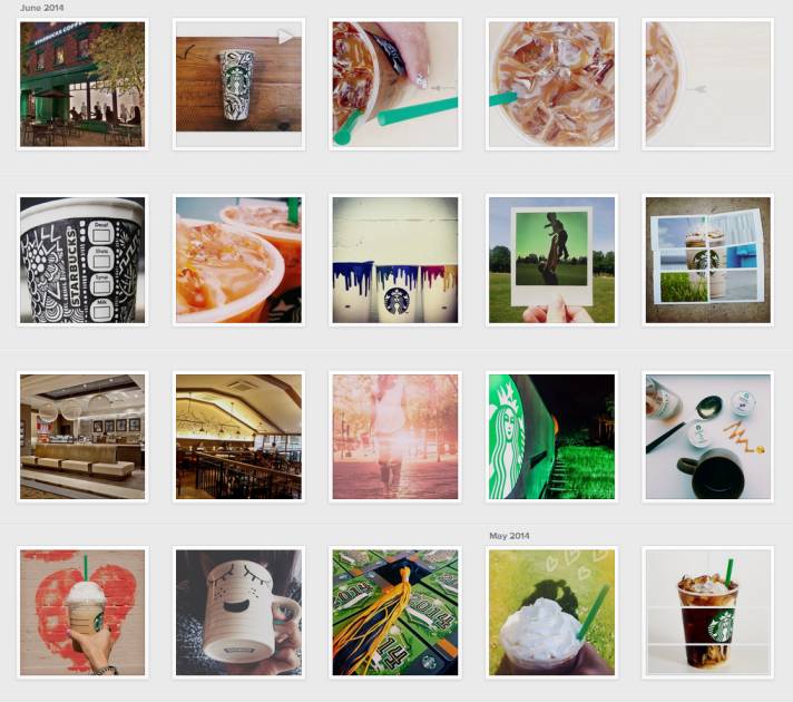 instagram grid showing different images of coffee