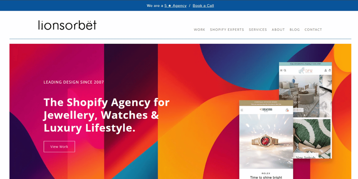 Lionsorbet website homepage
