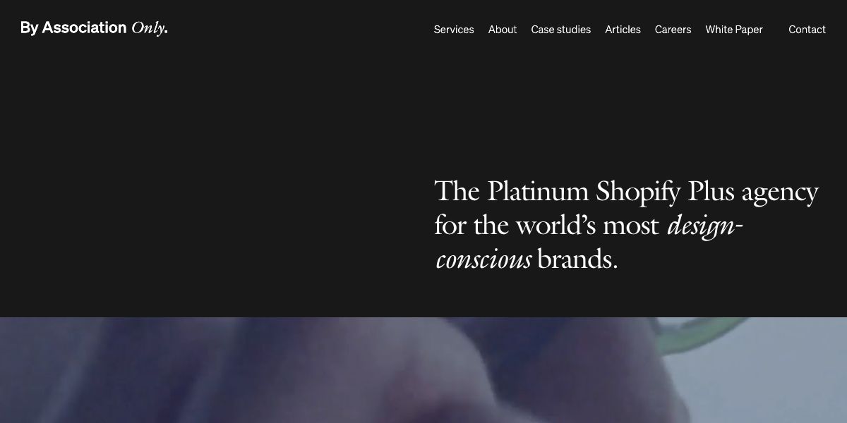 By Association Only website homepage