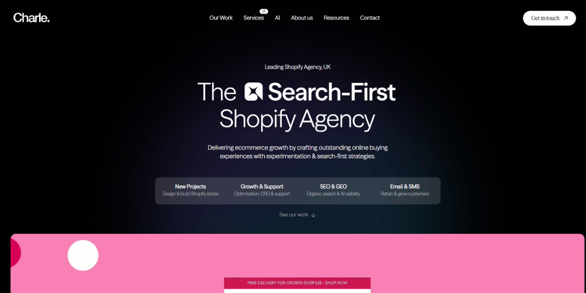 Charle website homepage