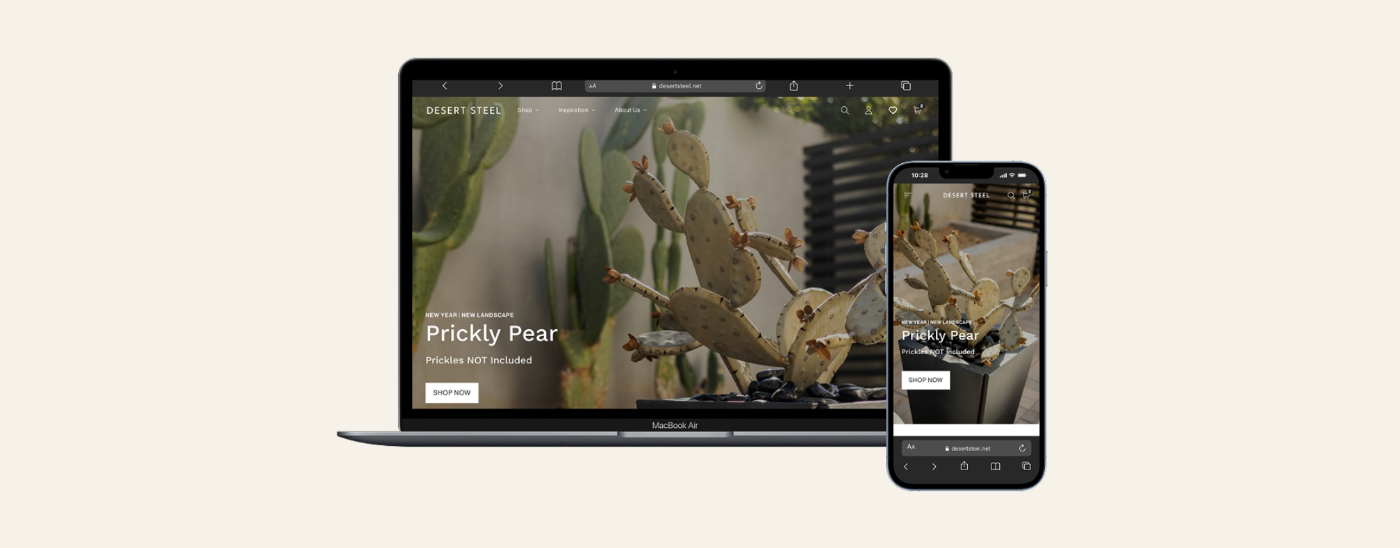 desert steel shopify store on desktop and mobile