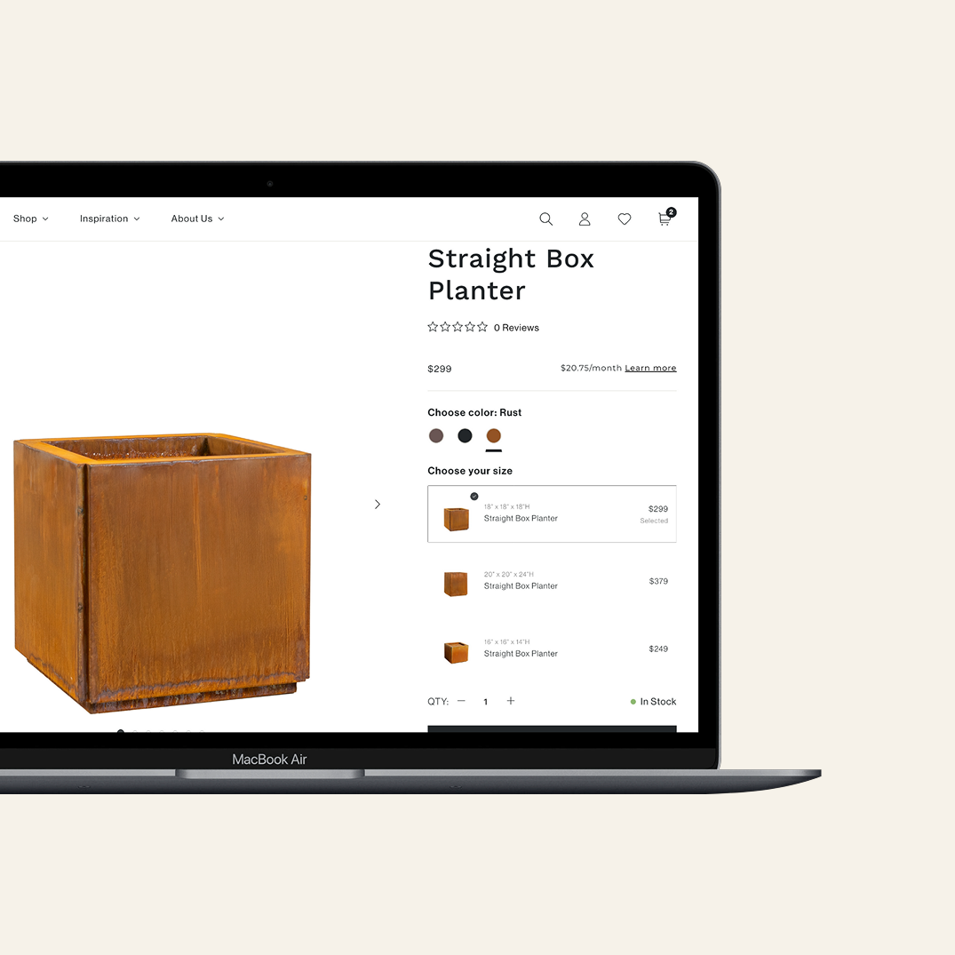 desert steel shopify store product page