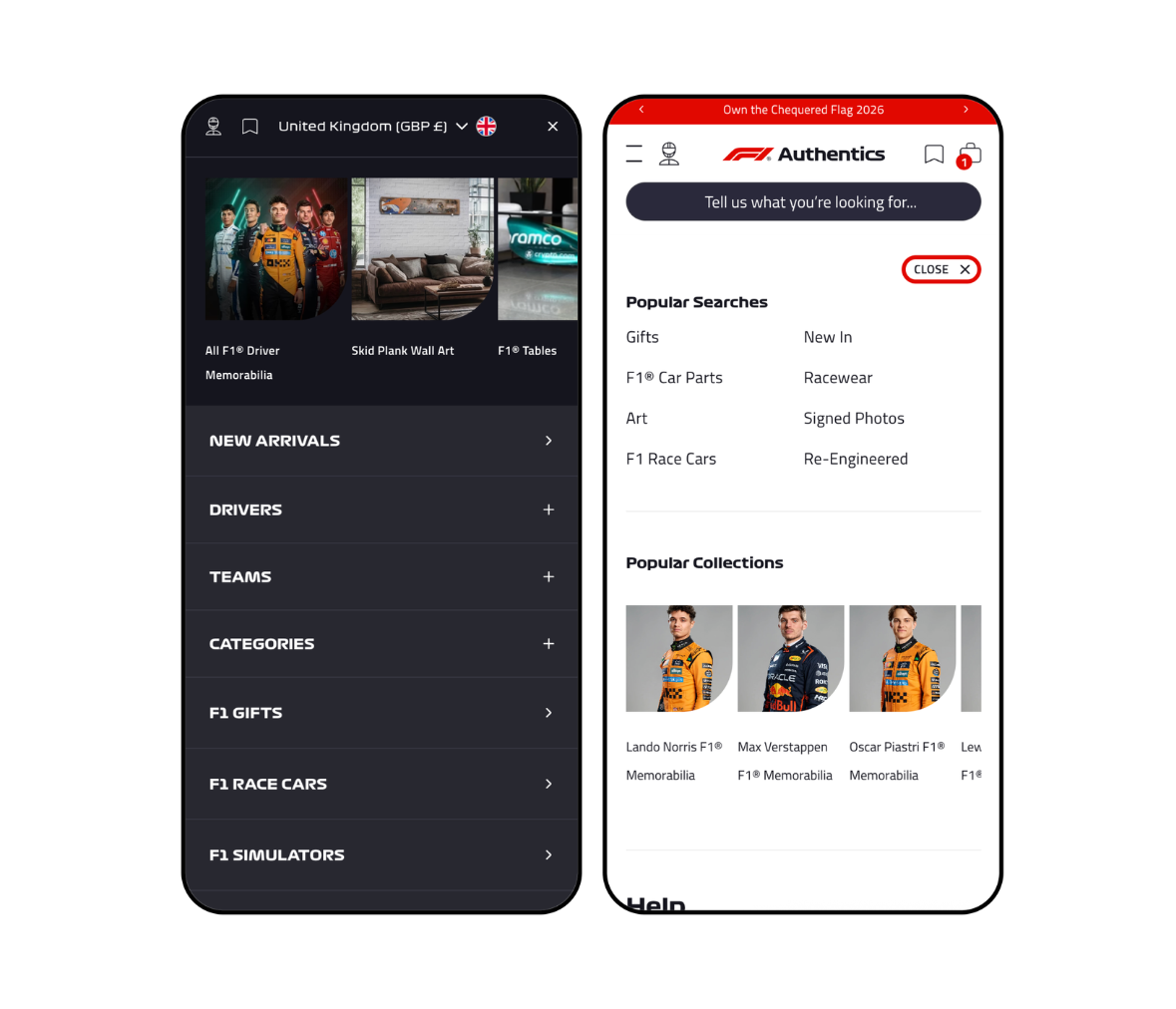 F1 Authentics Shopify product page