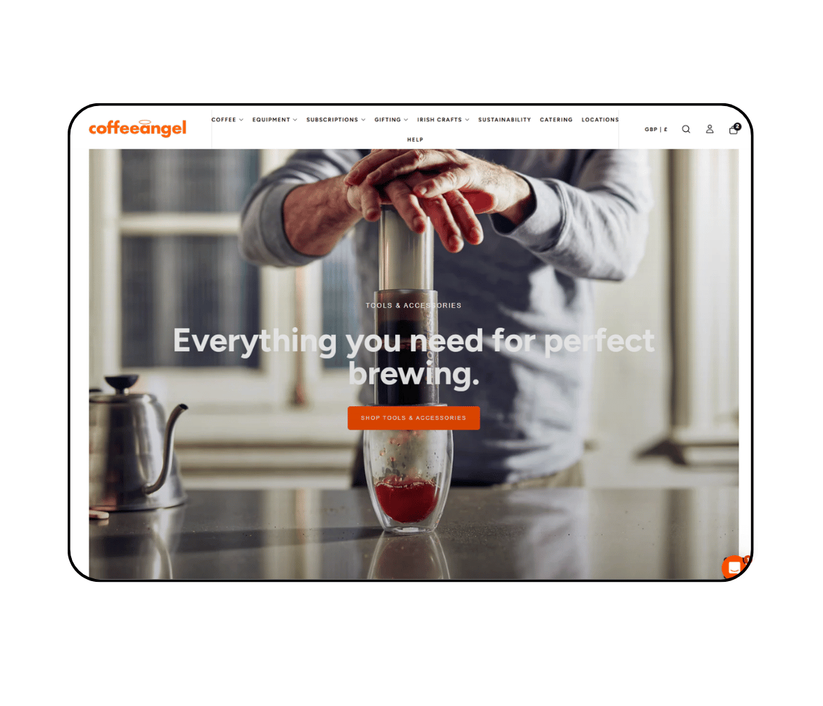 Coffee Angel Shopify store on desktop