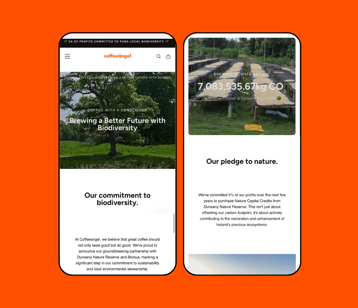 Coffee Angel Shopify store on mobile
