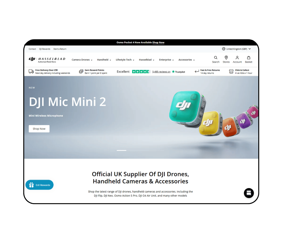DJI home page on desktop