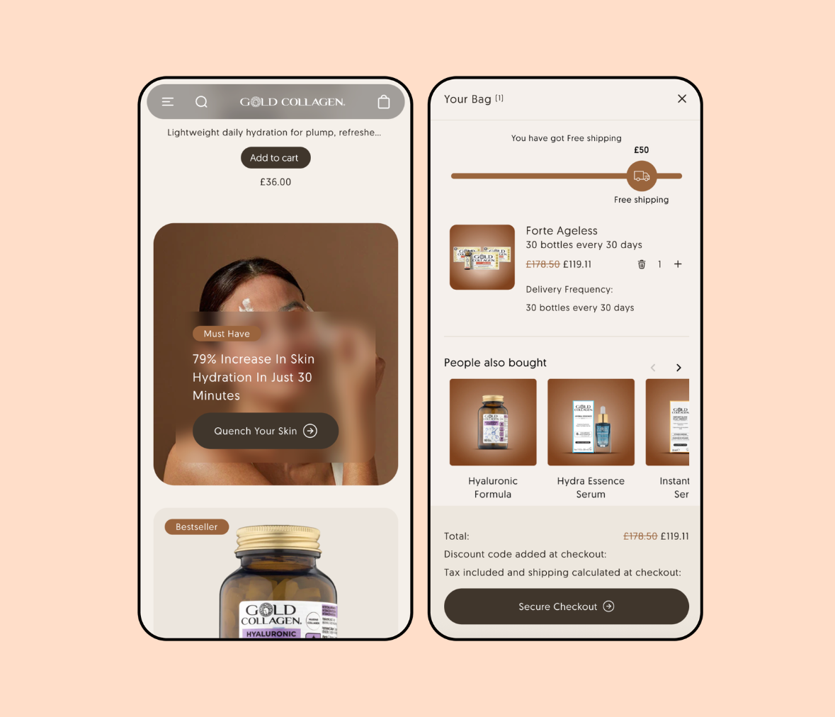 Gold Collagen Shopify product page on mobile