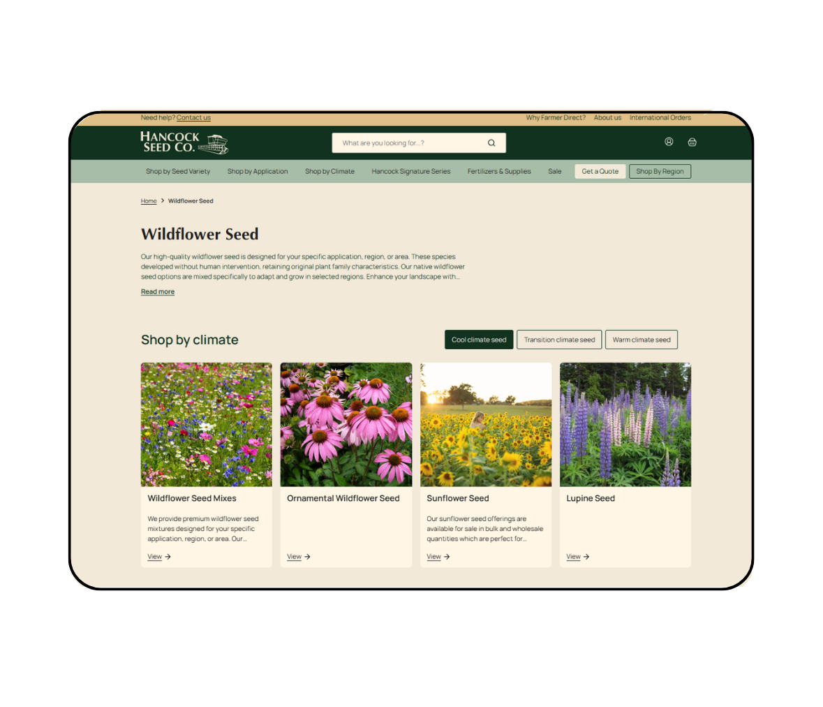 Hancock seed store Products on desktop